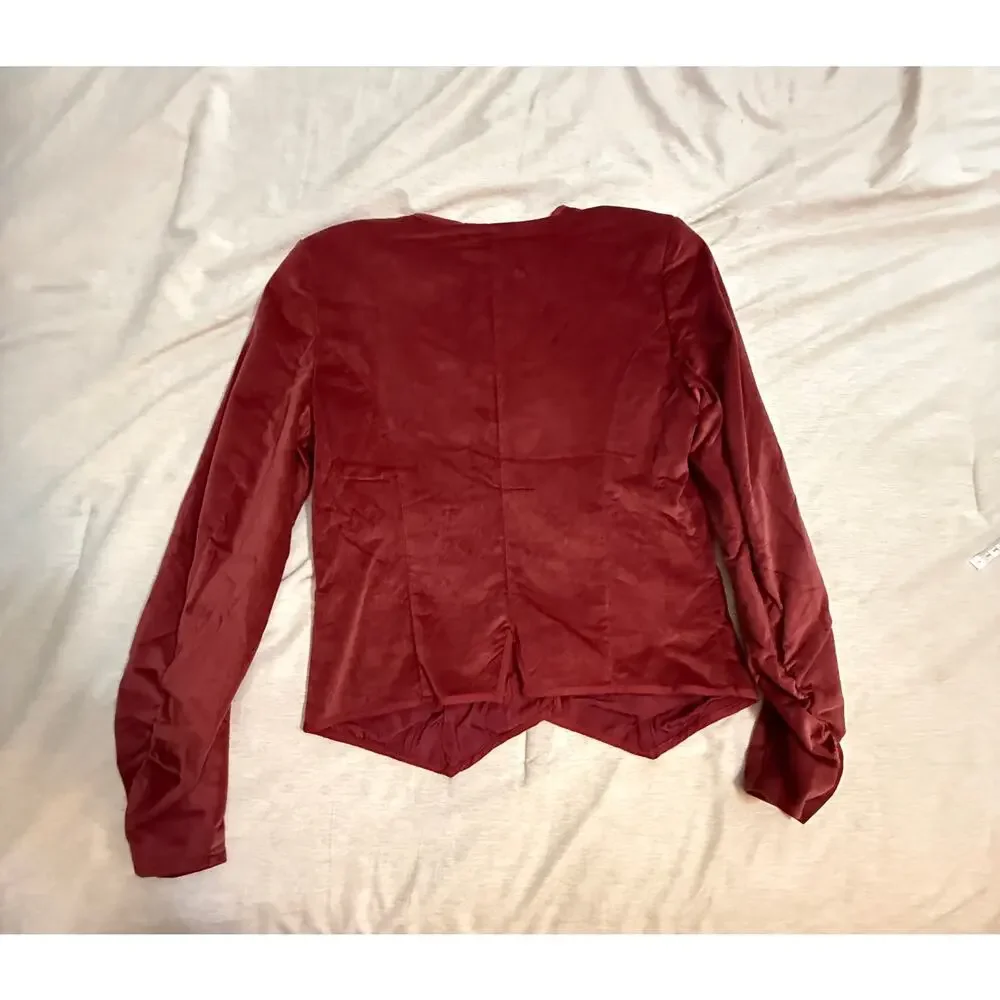 free people becky velvet jacket in garnet grotto burgundy red women size medium